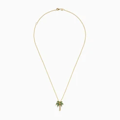 Necklaces & Pendants|Effy Jewelry Novelty 14K Yellow Gold Emerald and Diamond Palm Tree Pendant