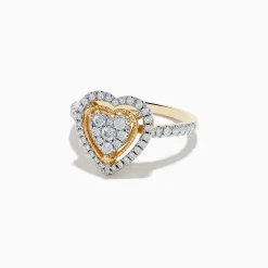 Rings|Effy Jewelry Novelty 14K Yellow Gold Heart Diamond Ring 0.57 TCW