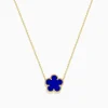 Necklaces & Pendants|BH Multi Novelty 14K Yellow Gold Lapis Flower Necklace