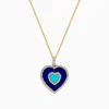 Necklaces & Pendants|Effy Jewelry Novelty 14K Yellow Gold Lapis, Turquoise and Diamond Heart Pendant
