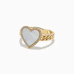 Rings|BH Multi Novelty 14K Yellow Gold Mother of Pearl and Diamond Heart Ring