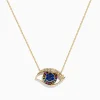 Necklaces & Pendants|Effy Jewelry Novelty 14K Yellow Gold Multi Sapphire and Diamond Evil Eye Necklace