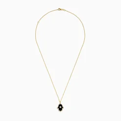 Necklaces & Pendants|Effy Jewelry Novelty 14K Yellow Gold Onyx and Diamond Hamsa Pendant