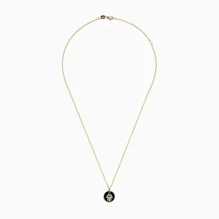 Necklaces & Pendants|BH Multi Novelty 14K Yellow Gold Onyx and Diamond Hamsa Pendant, 2.98 TCW