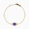 Bracelets|Effy Jewelry Novelty 14K Yellow Gold Purple Enamel Black and White Diamond Evil Eye Bracelet