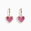 Earrings|Effy Jewelry Novelty 14K Yellow Gold Ruby, Pink Sapphire and Diamond Heart Earrings
