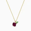 Necklaces & Pendants|Effy Jewelry Novelty 14K Yellow Gold Ruby, Tsavorite and Diamond Apple Pendant