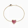 Bracelets|Effy Jewelry Novelty 14K Yellow Gold Ruby, Pink Sapphire and Diamond Heart Bracelet