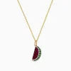 Necklaces & Pendants|Effy Jewelry Novelty 14K Yellow Gold Ruby, Tsavorite and Diamond Watermelon Pendant