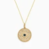 Necklaces & Pendants|Effy Jewelry Novelty 14K Yellow Gold White, Blue and Black Diamond Evil Eye Pendant