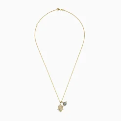 Necklaces & Pendants|Effy Jewelry Novelty 14K Yellow Gold White and Blue Diamond Hamsa u0026 Evil Eye Pendant
