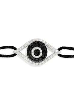 Bracelets|Effy Jewelry Novelty White Gold Black u0026 White Diamond Evil Eye Bracelet, 0.43 TCW