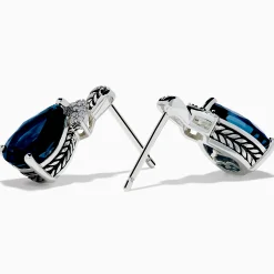 Earrings|Effy Jewelry Ocean Bleu 925 Sterling Silver London Blue Topaz and Diamond Earrings