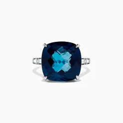 Rings|BH Multi Ocean Bleu 14K Gold London Blue Topaz and Diamond Ring, 13.54 TCW