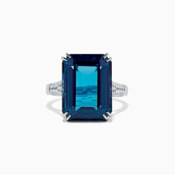 Rings|BH Multi Ocean Bleu 14K Gold London Blue Topaz and Diamond Ring, 15.14 TCW