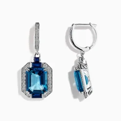 Earrings|BH Multi Ocean Bleu 14K Gold London Blue Topaz and Diamond Earrings, 8.74 TCW