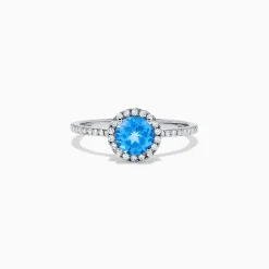 Rings|BH Multi Ocean Bleu 14K White Gold Blue Topaz and Diamond Ring, 1.12 TCW