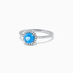 Rings|BH Multi Ocean Bleu 14K White Gold Blue Topaz and Diamond Ring, 1.12 TCW