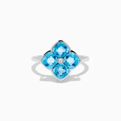 Rings|Effy Jewelry Ocean Bleu 14K White Gold Blue Topaz and Diamond Ring