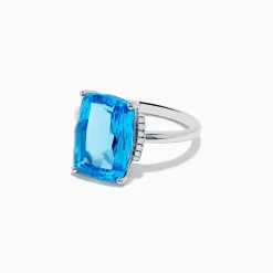 Rings|Effy Jewelry Ocean Bleu 14K White Gold Blue Topaz and Diamond Ring