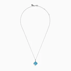 Necklaces & Pendants|Effy Jewelry Ocean Bleu 14K White Gold Blue Topaz and Diamond Pendant