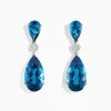 Earrings|BH Multi Ocean Bleu 14K White Gold Blue Topaz and Diamond Drop Earrings