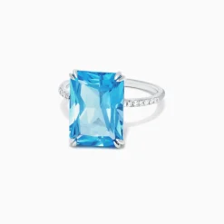 Rings|Effy Jewelry Ocean Bleu 14K White Gold Blue Topaz and Diamond Ring, 8.06 TCW
