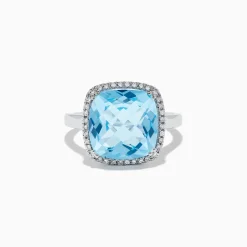 Rings|Effy Jewelry Ocean Bleu 14K White Gold Blue Topaz and Diamond Ring