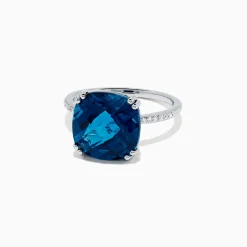 Rings|BH Multi Ocean Bleu 14K White Gold London Blue Topaz and Diamond Ring, 8.40 TCW