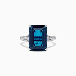 Rings|BH Multi Ocean Bleu 14K White Gold London Blue Topaz and Diamond Ring, 8.98 TCW