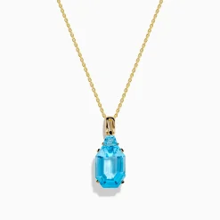 Necklaces & Pendants|Effy Jewelry Ocean Bleu 14K Yellow Gold Blue Topaz Pendant