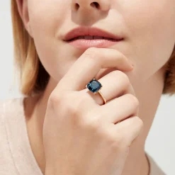 Rings|Effy Jewelry Ocean Bleu 14K Yellow Gold London Blue Topaz u0026 Diamond Ring, 4.54 TCW