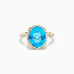 Rings|Effy Jewelry Ocean Bleu 14K Yellow Gold Blue Topaz Ring