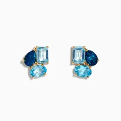 Earrings|Effy Jewelry Ocean Bleu 14K Yellow Gold Sky, London, and Blue Topaz Earrings