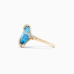 Rings|Effy Jewelry Ocean Bleu 14K Yellow Gold Blue Topaz and Diamond Ring, 6.28 TCW