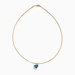 Necklaces & Pendants|Effy Jewelry Ocean Bleu 14K Yellow Gold Collar Necklace u0026 London Blue Topaz Pendant