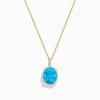 Necklaces & Pendants|Effy Jewelry Ocean Bleu 14K Yellow Gold Blue Topaz and Diamond Pendant