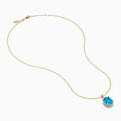 Necklaces & Pendants|Effy Jewelry Ocean Bleu 14K Yellow Gold Blue Topaz and Diamond Pendant