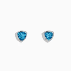 Earrings|Effy Jewelry Ocean Blue 14K White Gold Bezel Set Blue Topaz Stud Earrings