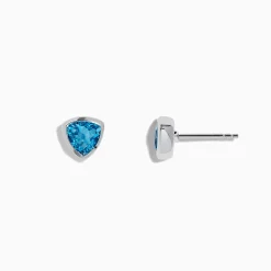 Earrings|Effy Jewelry Ocean Blue 14K White Gold Bezel Set Blue Topaz Stud Earrings
