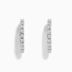 Earrings|BH Multi Pave Classica 14K White Gold 3/4" Diamond Inside- Out Hoop Earrings