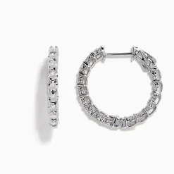 Earrings|BH Multi Pave Classica 14K White Gold 3/4" Diamond Inside- Out Hoop Earrings