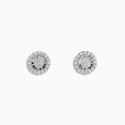 Earrings|Effy Jewelry Pave Classica 14K White Gold Diamond Halo Stud Earrings 0.98 TCW
