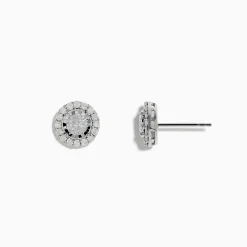 Earrings|Effy Jewelry Pave Classica 14K White Gold Diamond Halo Stud Earrings 0.98 TCW