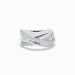 Rings|Effy Jewelry Pave Classica 14K White Gold Diamond Cross Over Ring, 0.40 TCW