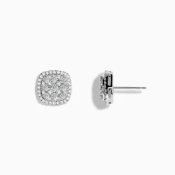 Earrings|Effy Jewelry Pave Classica 14K White Gold Diamond Square Stud Earrings