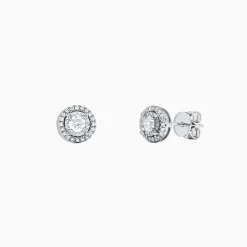 Earrings|Effy Jewelry Pave Classica 14K White Gold Diamond Halo Stud Earrings, 0.35 TCW