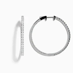 Earrings|Effy Jewelry Pave Classica 14K White Gold 1 1/2" Diamond Inside-Out Hoop Earrings 3.19 TCW