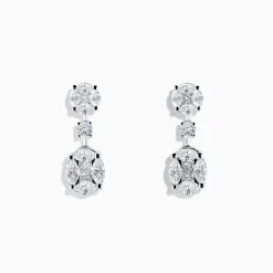 Earrings|Effy Jewelry Pave Classica 18K White Gold Diamond Drop Earrings