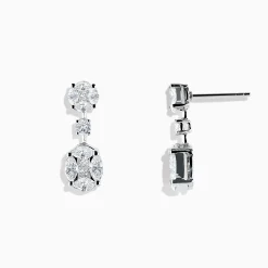 Earrings|Effy Jewelry Pave Classica 18K White Gold Diamond Drop Earrings